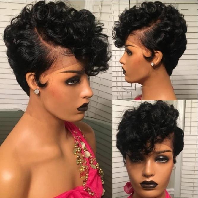 🔥Hot| SUMMER 13x4 Lace Front Wigs Glueless Kinky Short Curly Bob Wave Wig With Bangs