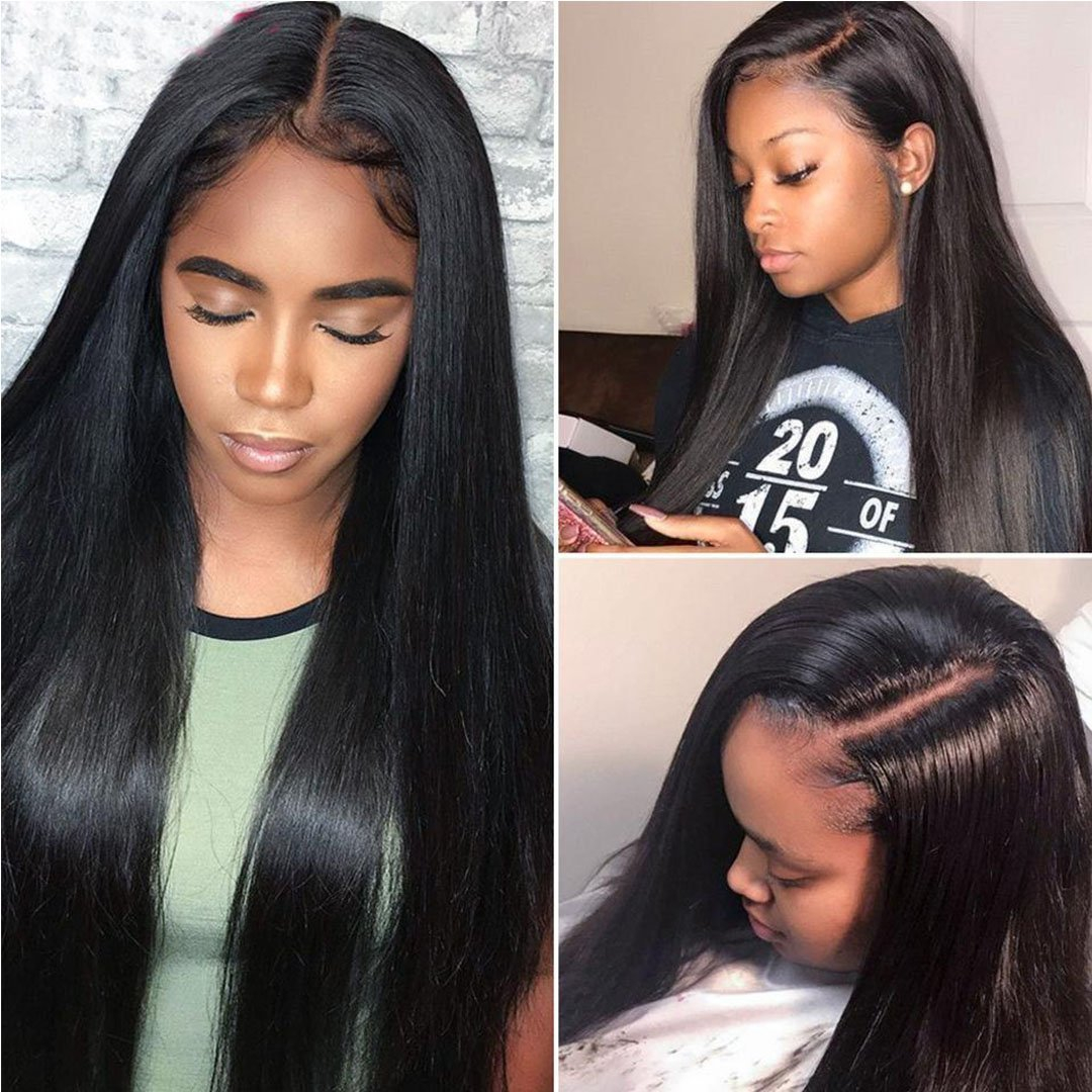 Glueless Wig With Elastic Belt|🎉4x4 Lace Front Wigs Straight Hair Brazilian Virgin Human Hair Pre Plucked