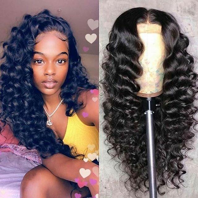 Glueless Wig With Elastic Belt|🔥Lace Front Wigs Deep Wavy Long Hair Pre Plucked Lace Closure Wig