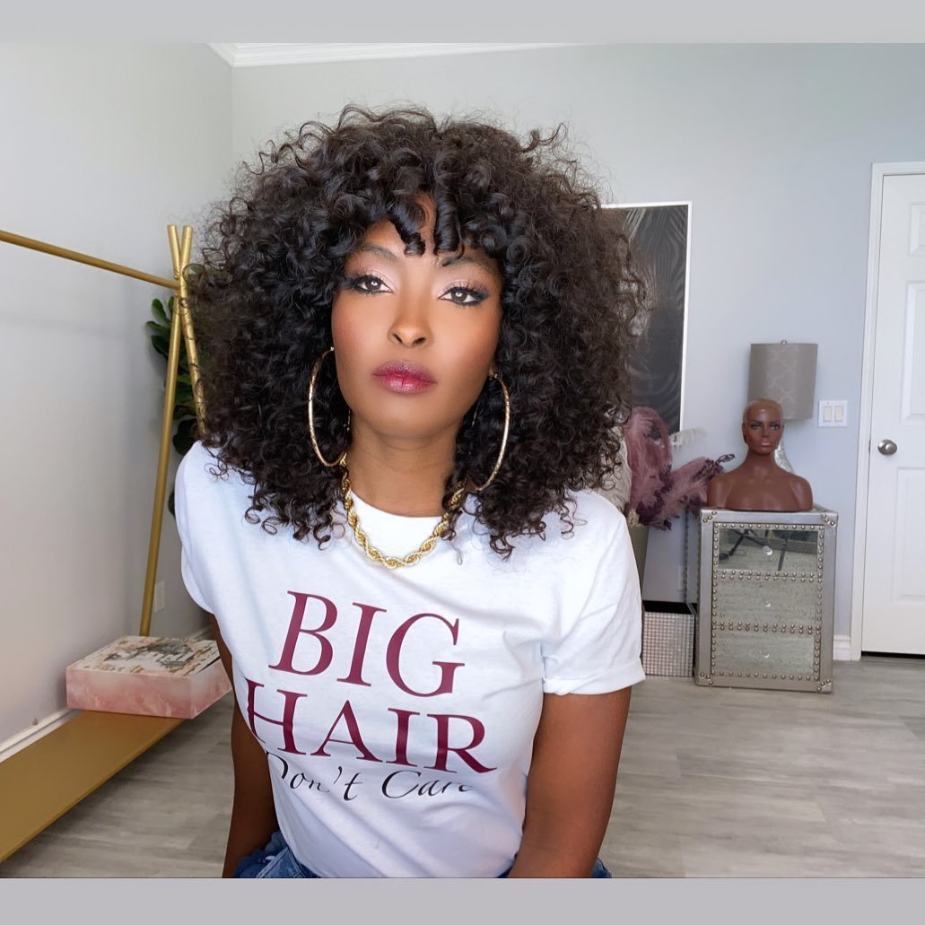 Glueless Wig With Elastic Belt|Afro Kinky Curly WIG With Bangs