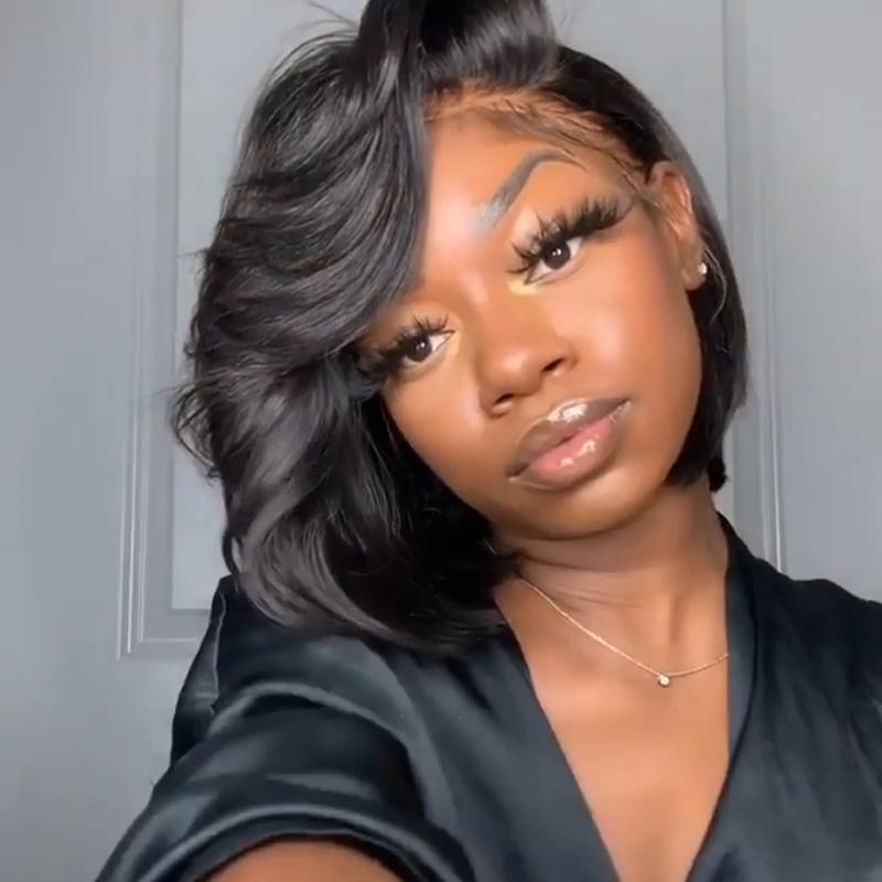 Glueless Wig With Elastic Belt| 🔥Full Lace Wig Casual Bob Cut Loose Wave Wig Pre Plucked with Baby Hair