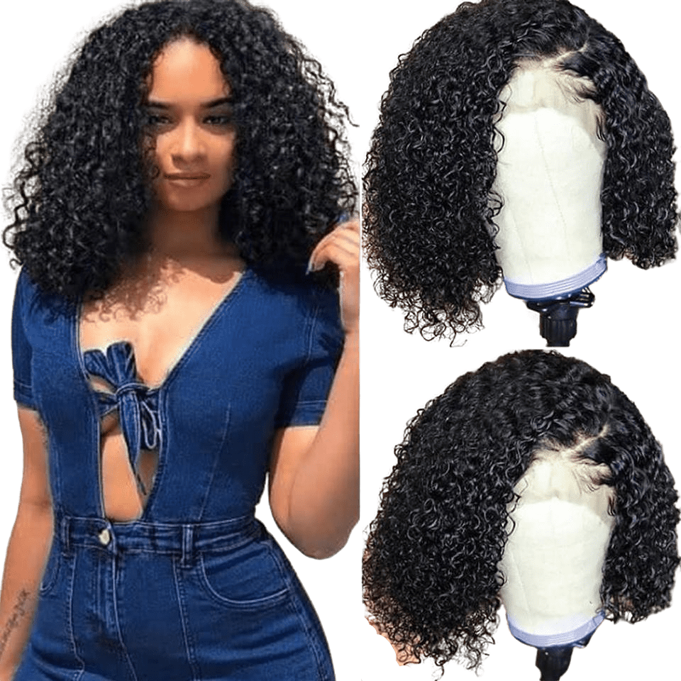 Glueless Wig With Elastic Belt|🔥Short Curly HD Lace Front Wigs Human Hair Pre Plucked with Baby Hair