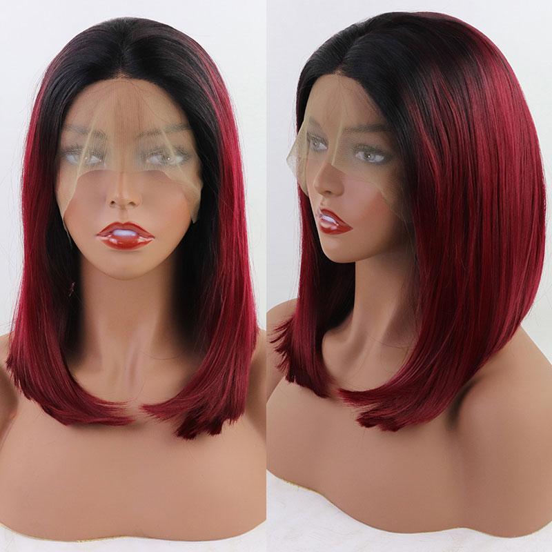 Glueless Wig With Elastic Belt|🔥Human Hair  13 * 3 Lace Frontal Wig Short Straight Red Bob Wig