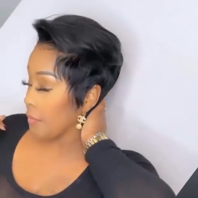 🔥Hot| Glueless Wig With Elastic Belt|🎉Lace Black Short Wave Bob Pixie Cut Wig