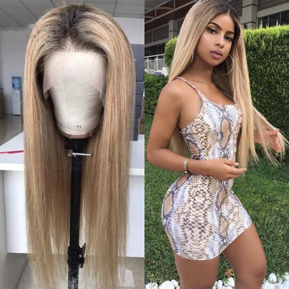 Glueless Wig With Elastic Belt|🔥360 Lace Front Wig Brown And Blond Highlight Wigs Brazilian Remy