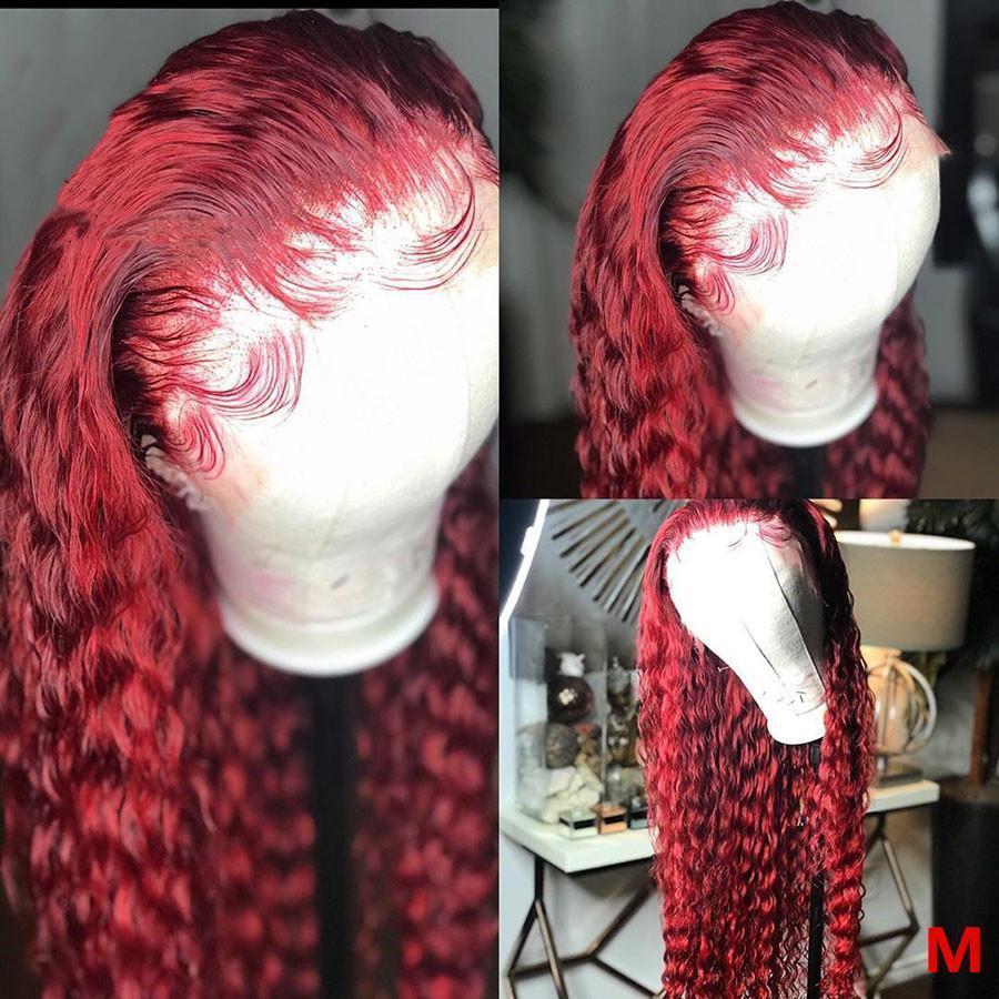 Glueless Wig With Elastic Belt|🔥Human Hair Lace wig Burgundy Colored Curly Wigs with Baby Hair