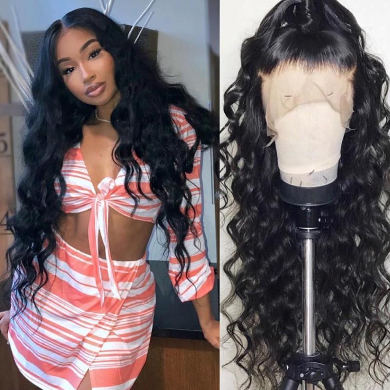 Glueless Wig With Elastic Belt|🔥Loose Wave Natural Headline Brazilian Hair Lace Wigs With Baby Hair