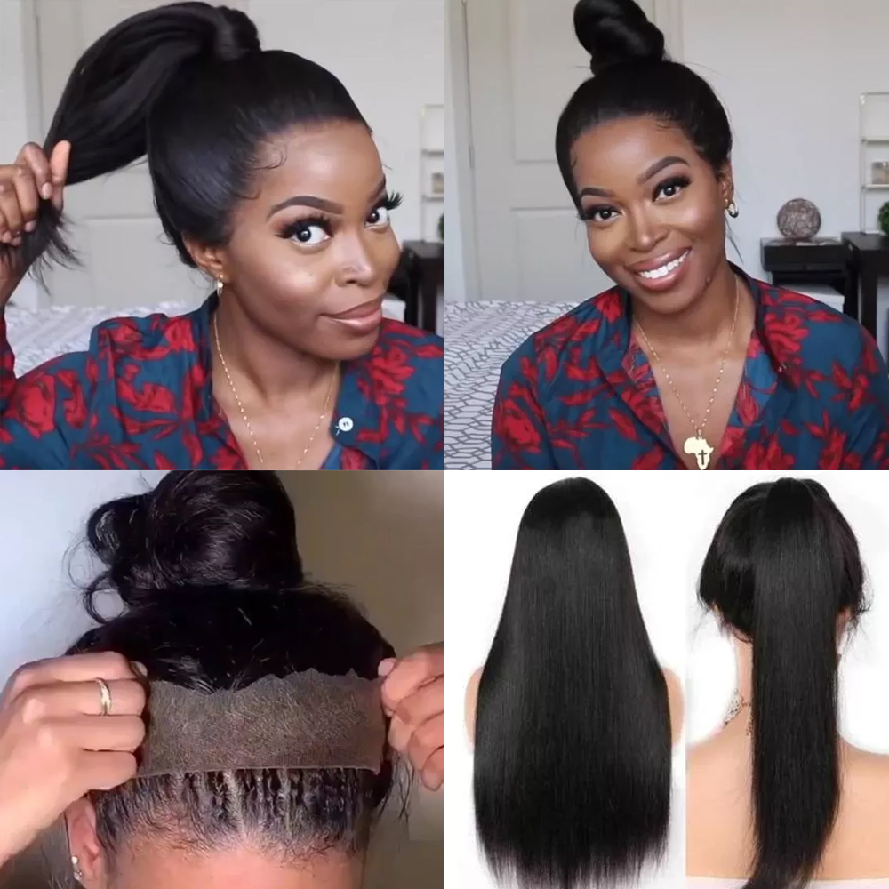 Glueless Wig With Elastic Belt|🔥Straight Human Hair Lace Front Wigs Pre Plucked Natural Hairline