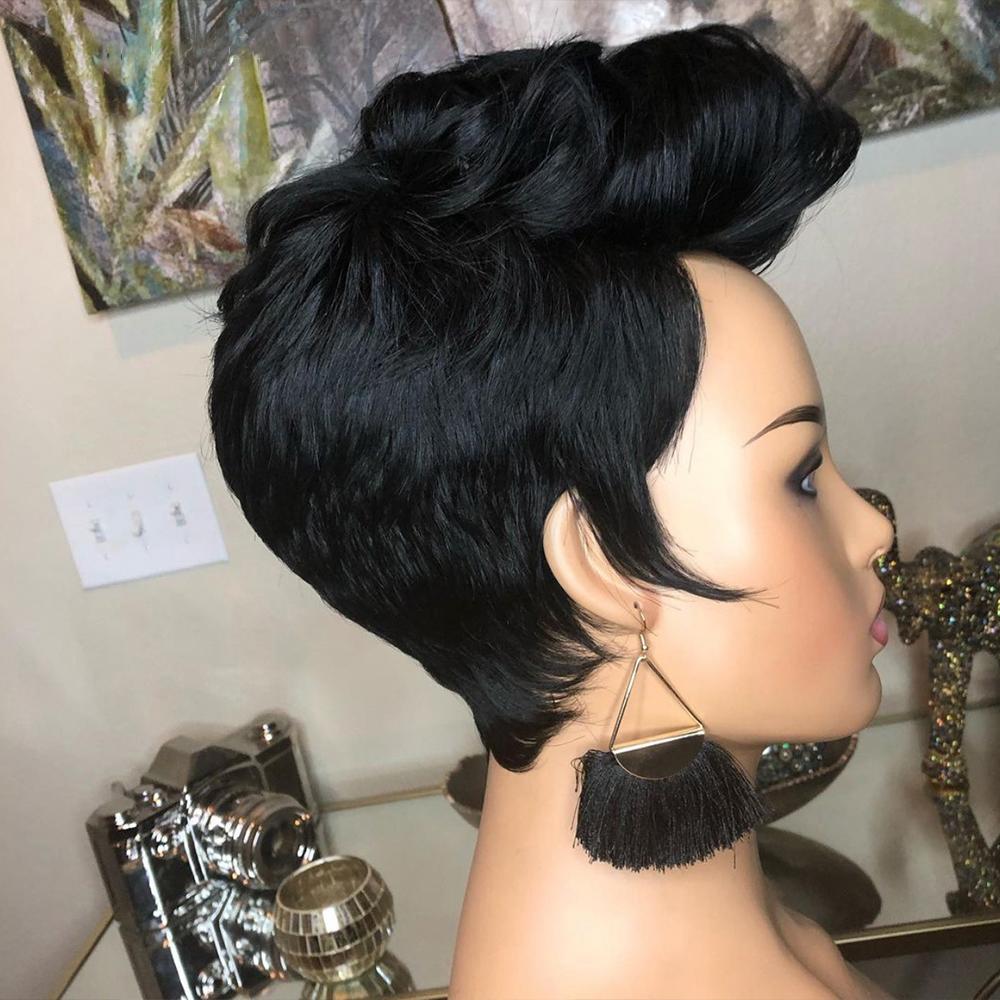 🔥Hot| 100% Natural Wavy Bob Wig Remy Hair Pixie Short Cut Lace Front Wigs
