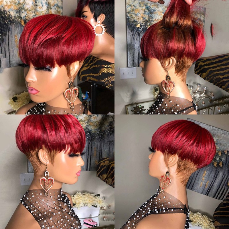 🔥Hot| New Glueless Lace Front Two-Color Short Wave Bob Pixie Cut Wig