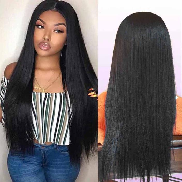 Glueless Wig With Elastic Belt|🔥Full Lace Frontal Wigs Straight 100% Remy Long Wigs With Baby Hair