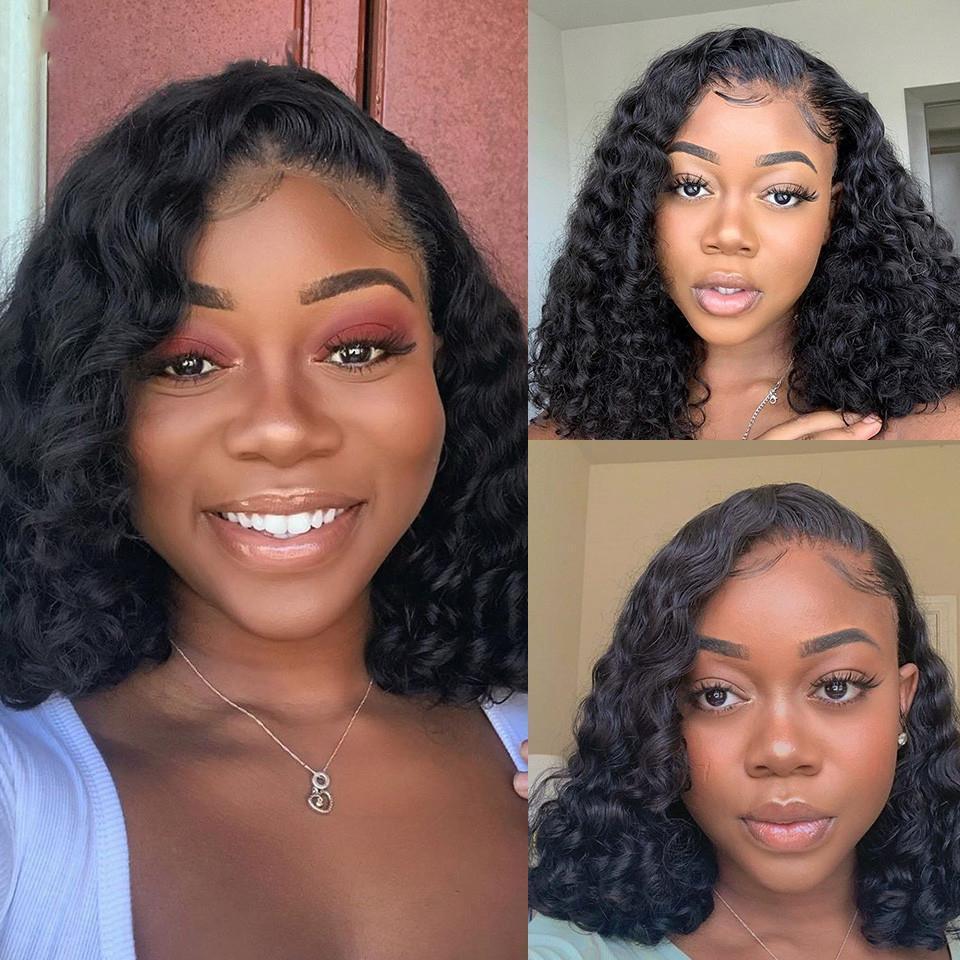 Glueless Wig With Elastic Belt|🔥Short Curly Bob  4*4 Lace Closure Wig Pre Plucked with Baby Hair