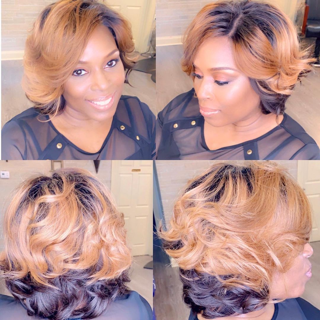 🔥Hot| Glueless Lace Front Ombre Blonde Bob Curly Wig Short Natural Wavy Wigs