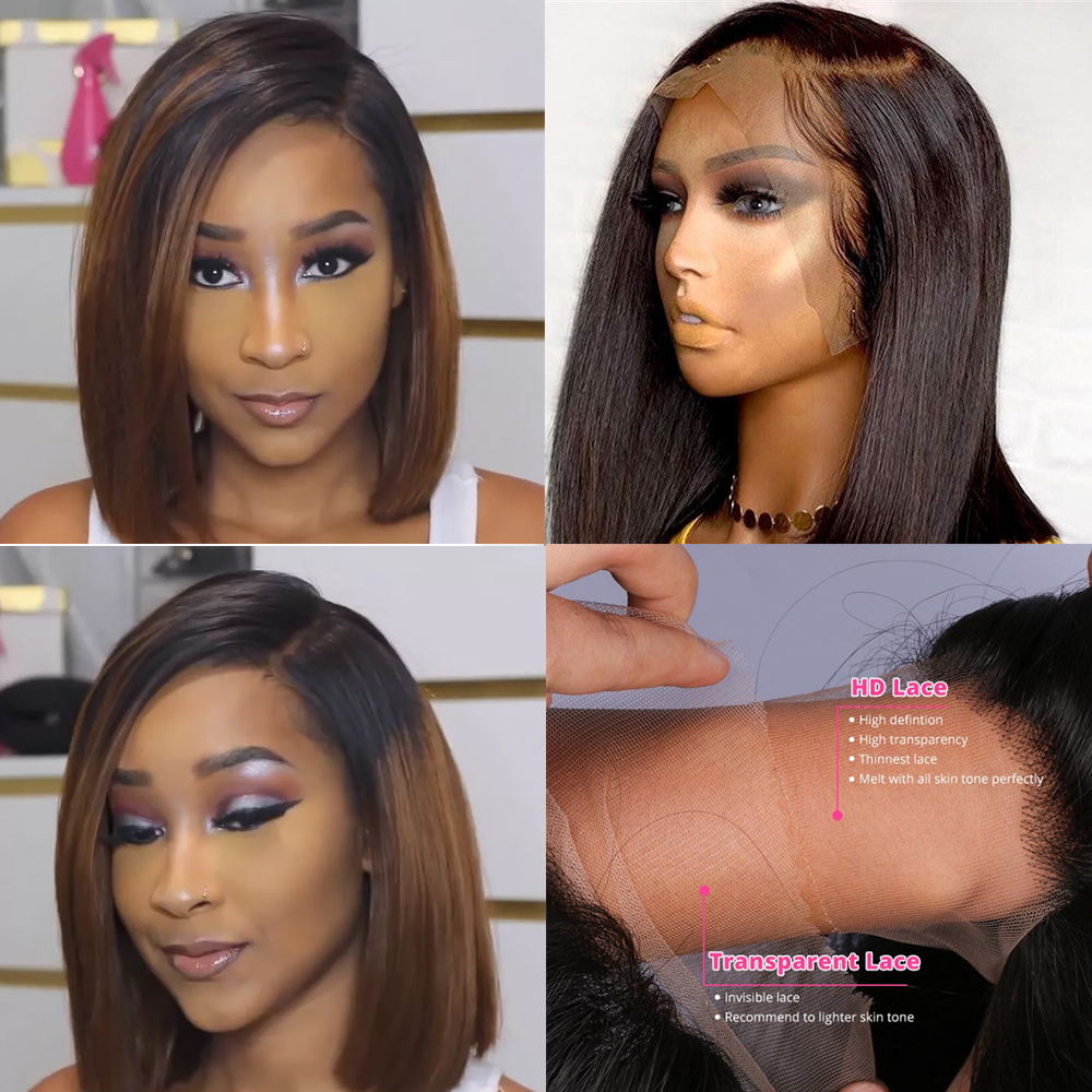 Glueless Wig With Elastic Belt|🔥4*4 Lace Closure Short Straight Bob Wigs Pre Plucked with Baby Hair
