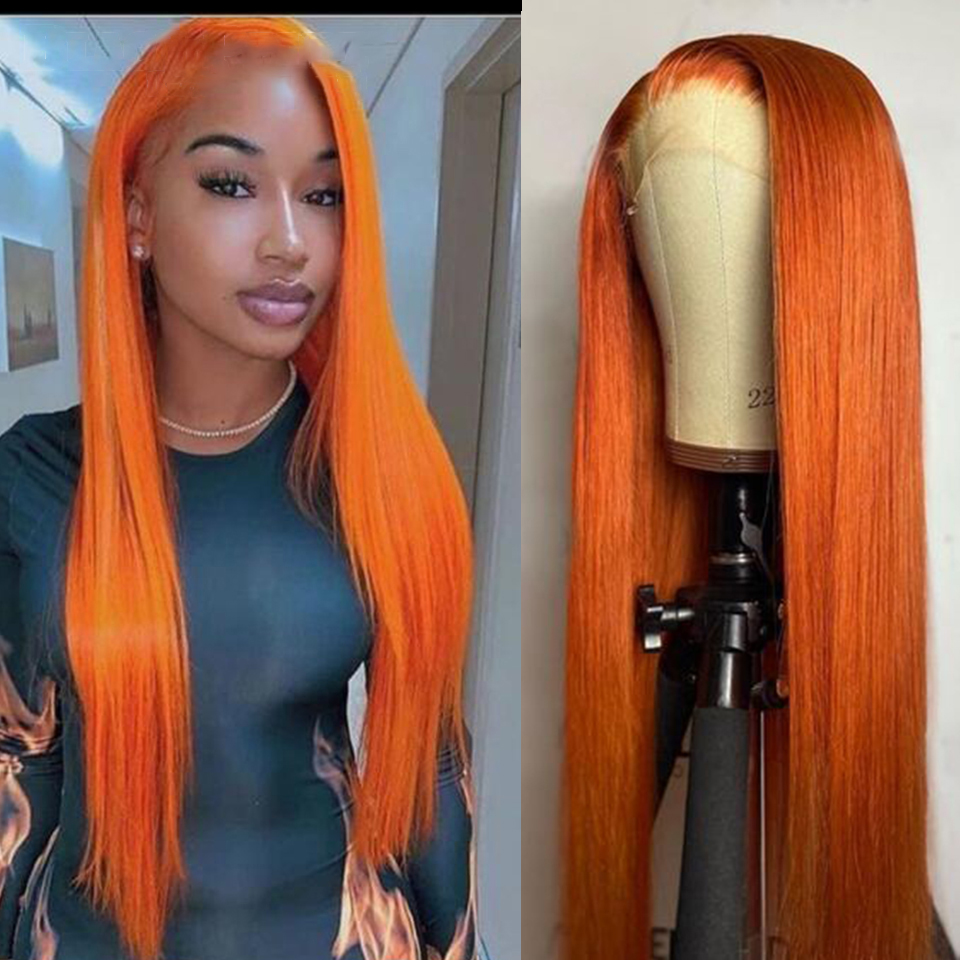 Glueless Wig With Elastic Belt|🔥Orange Straight Lace Front Wig Pre Plucked with Baby Hair