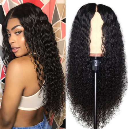 Glueless Wig With Elastic Belt|🔥Water Wave 4x4 Lace Front Wigs Human Hair Pre-plucked Curly Wig