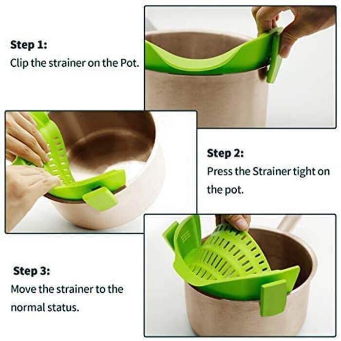 Silicone Clip on Food Strainer
