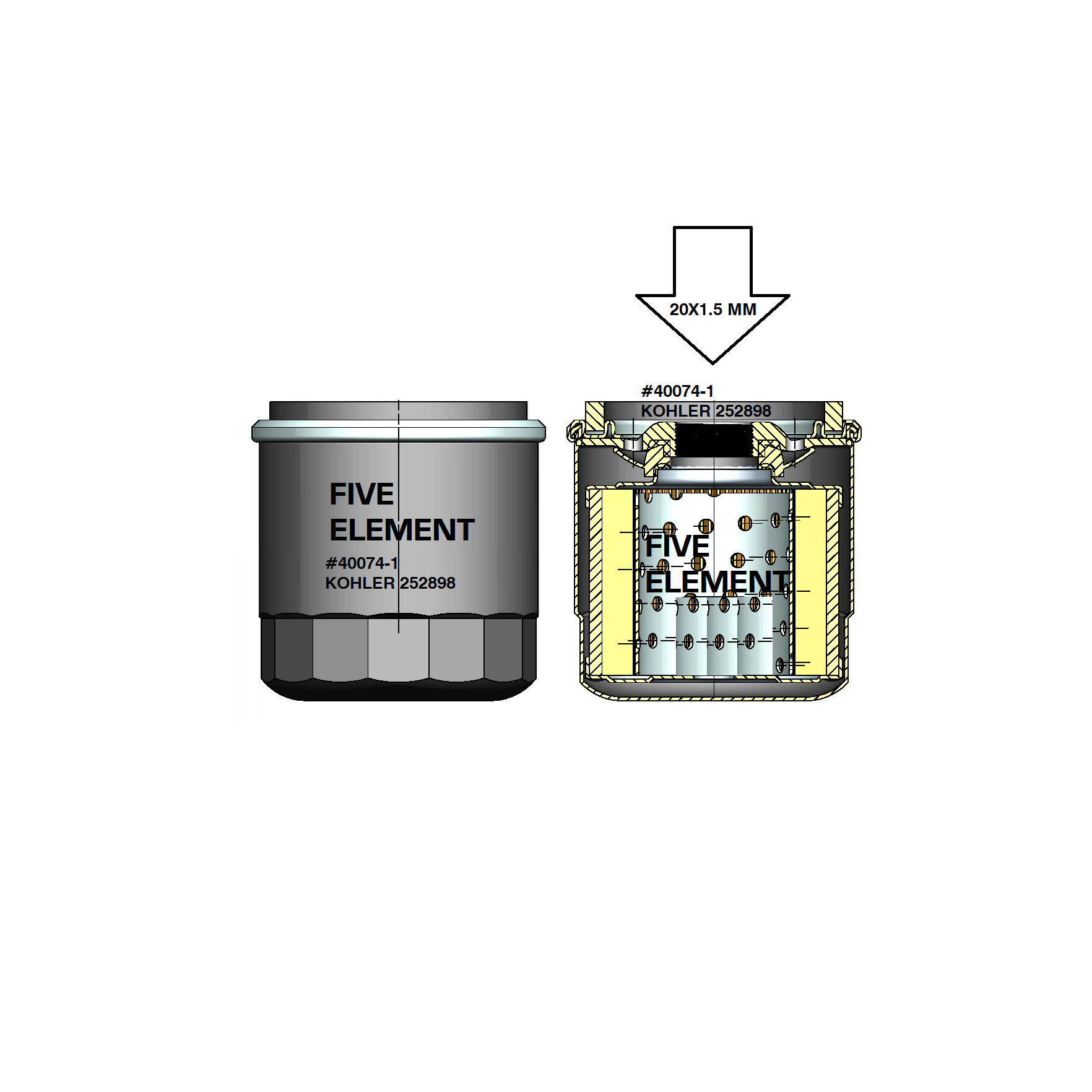 40074-1 FUEL FILTER FOR KOHLER