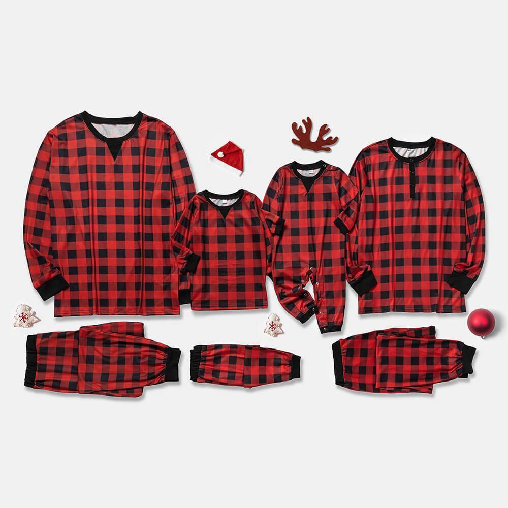 Sale！Classic Plaid Design Christmas Family Matching Pajamas Set JJF-002