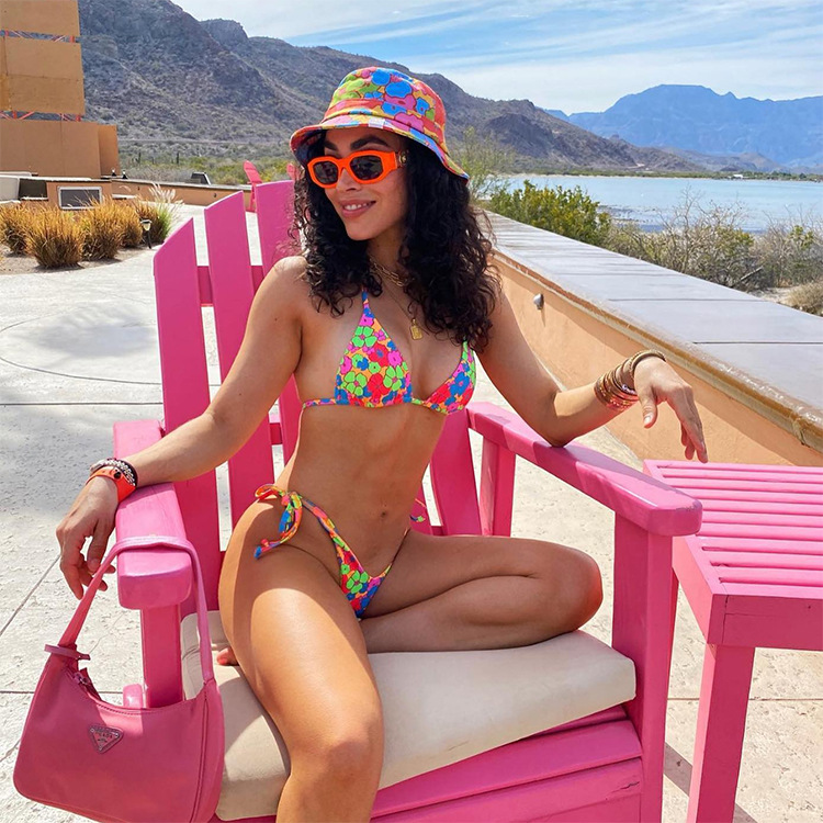 Floral Halter Micro Triangle Bikini Swimsuit