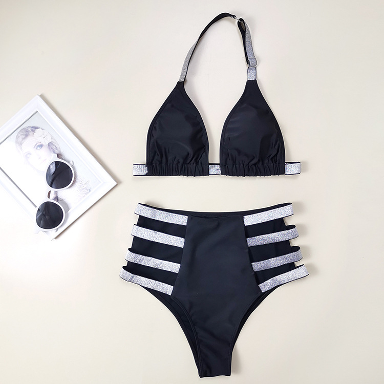 Plain Halter Bikini Swimsuit