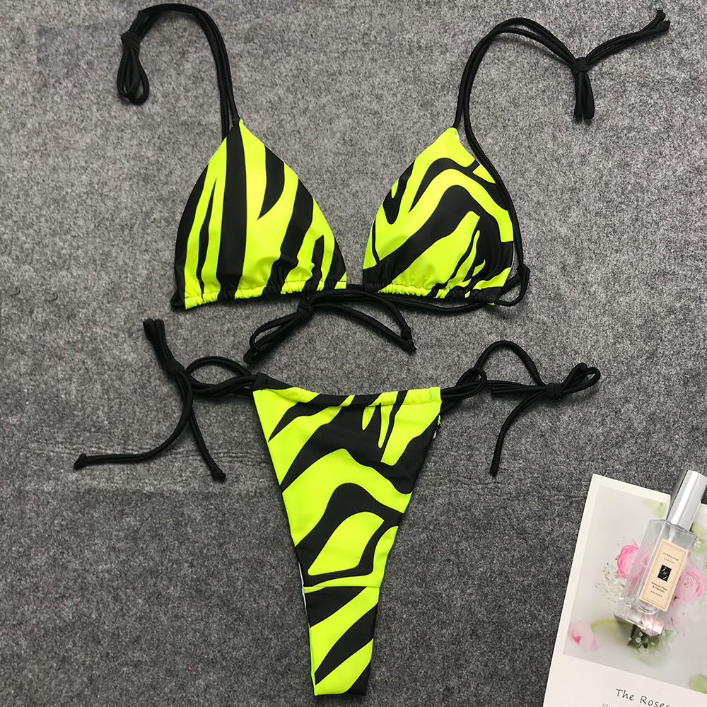 Allover Print Halter Bikini Swimsuit