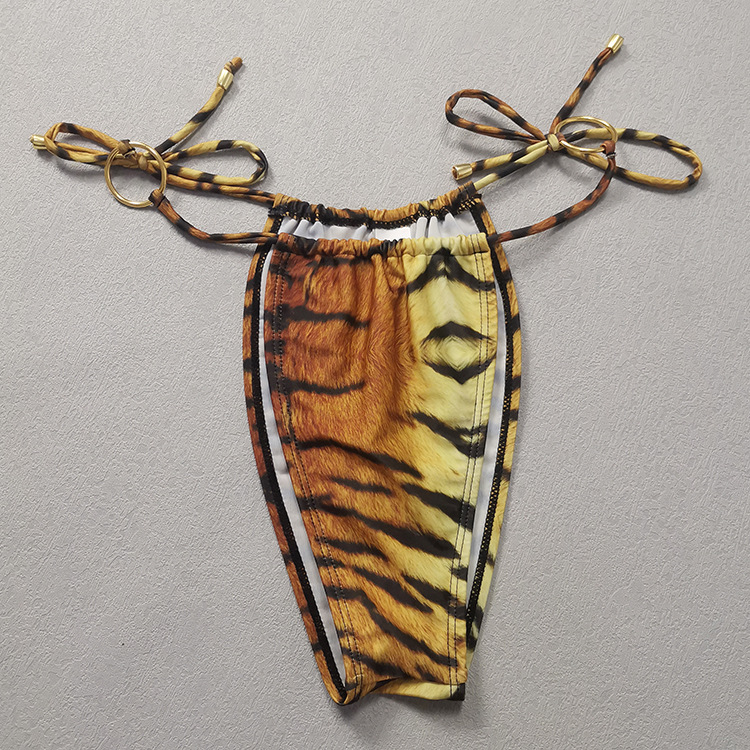 Leopard Print Halter Triangle Tie Side Bikini Swimsuit