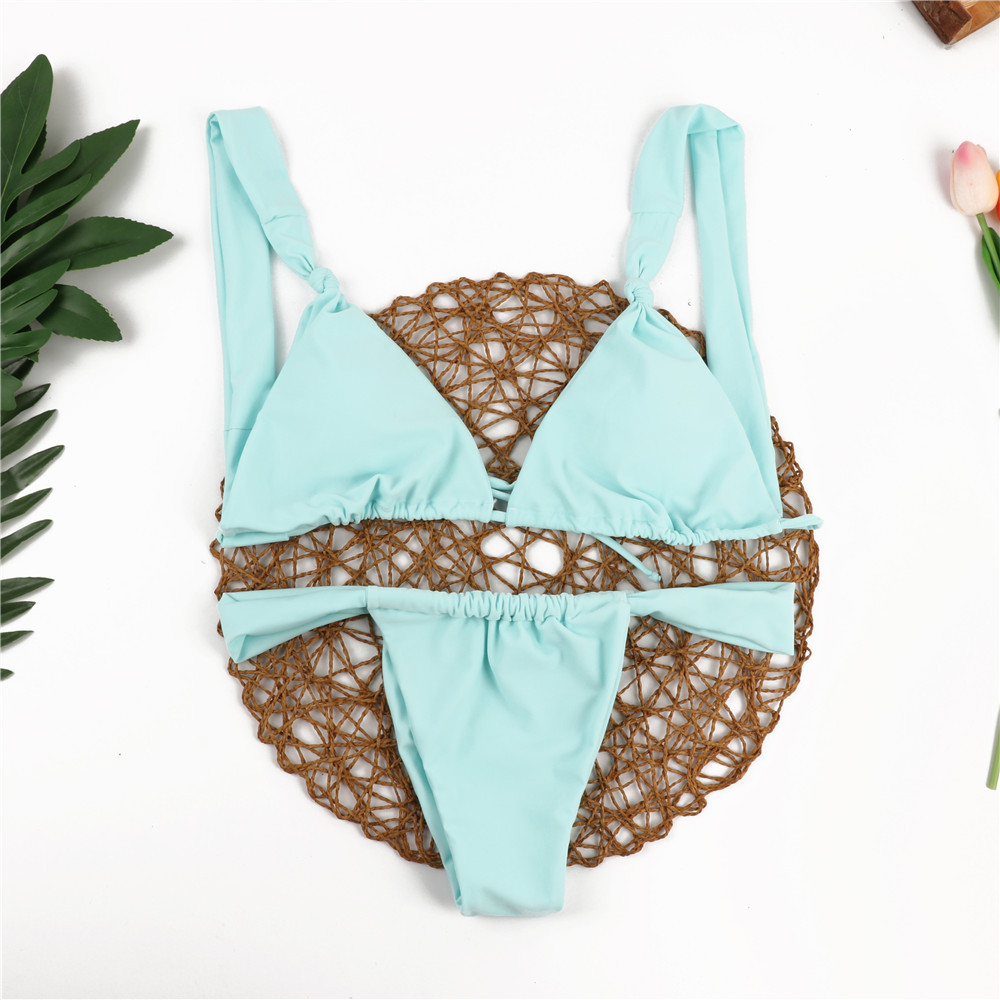 Plain Thong Bikini Swimsuit