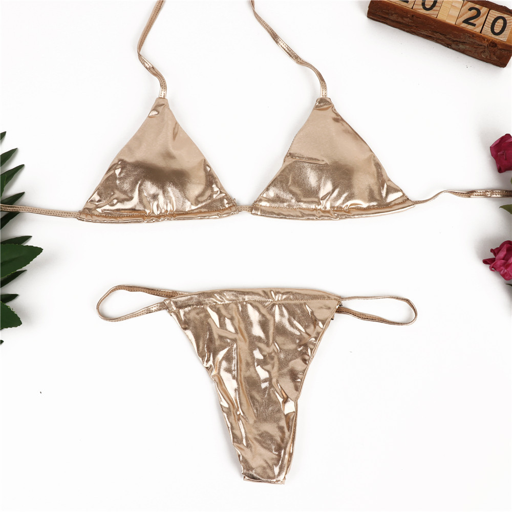 Plain Triangle Bikini Swimsuit 