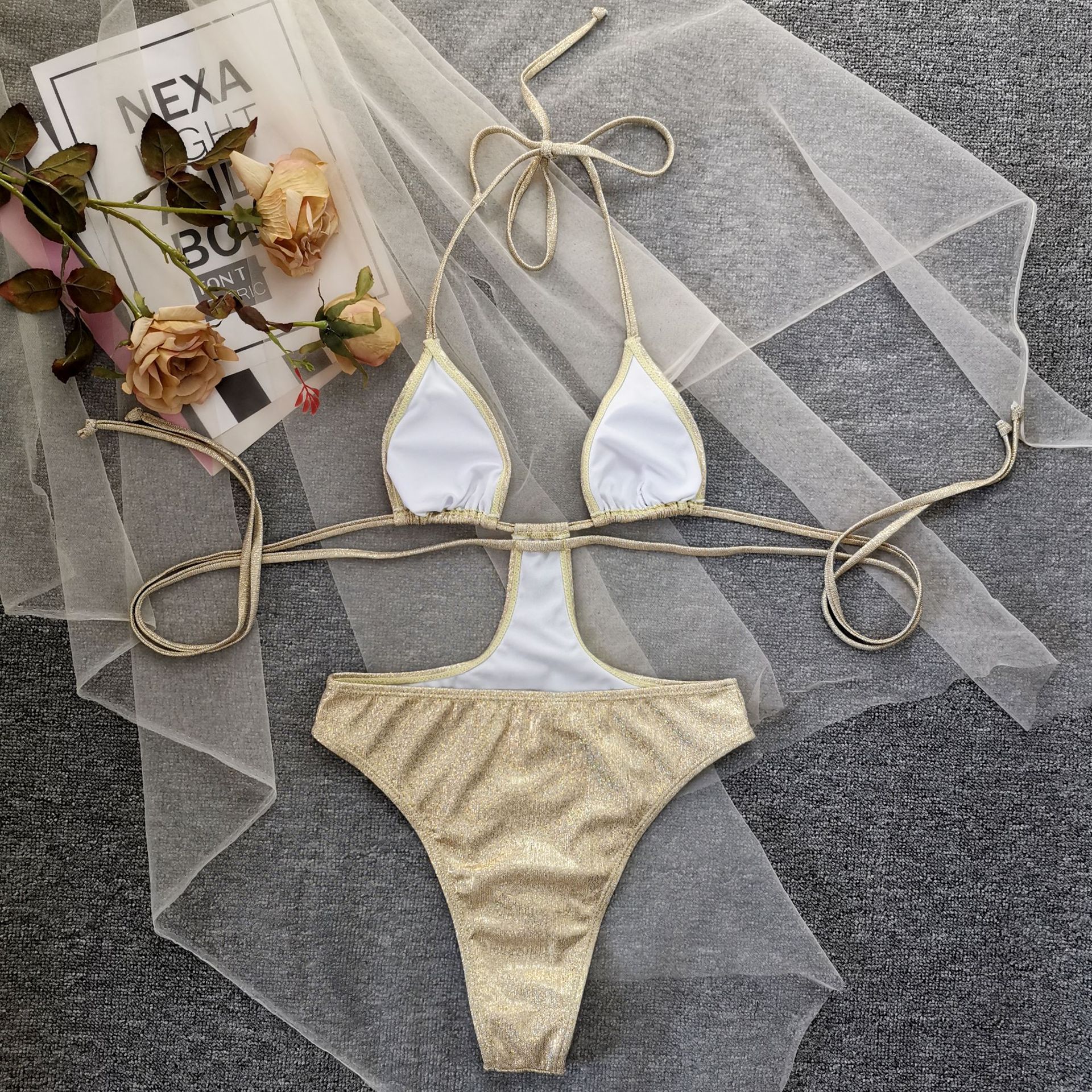 Halter Triangle Tie Side Bikini Swimsuit