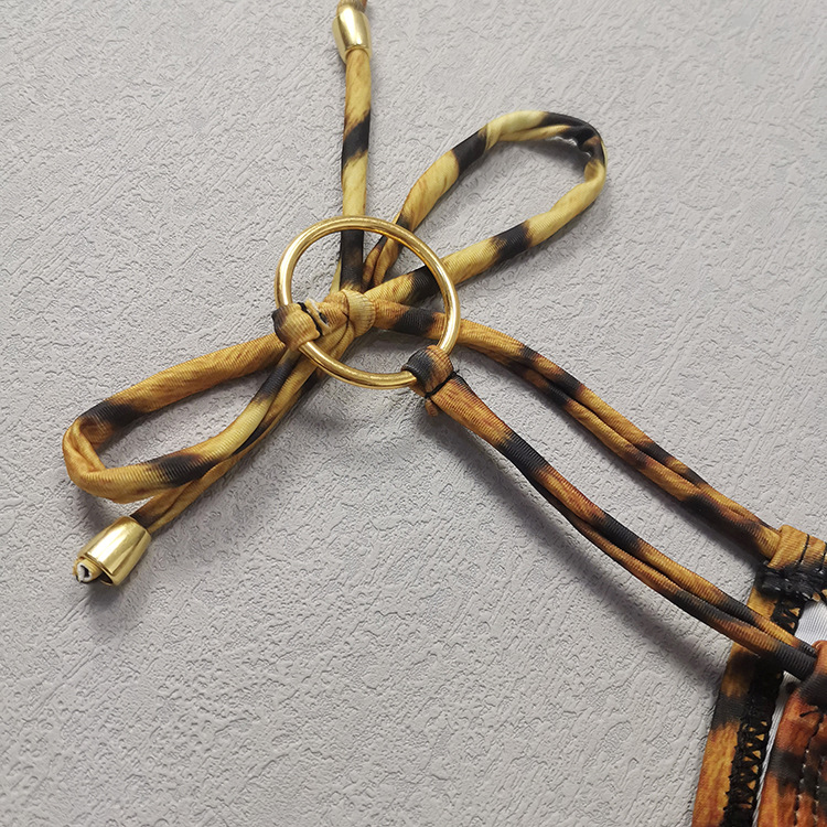 Leopard Print Halter Triangle Tie Side Bikini Swimsuit