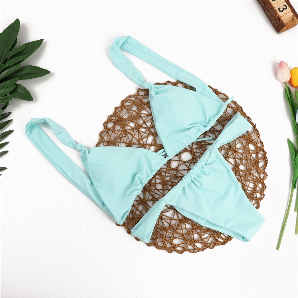 Plain Thong Bikini Swimsuit