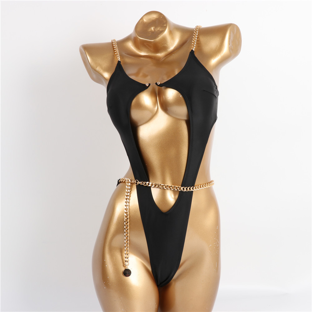 Chain Detail Thong Bikini Swimsuit