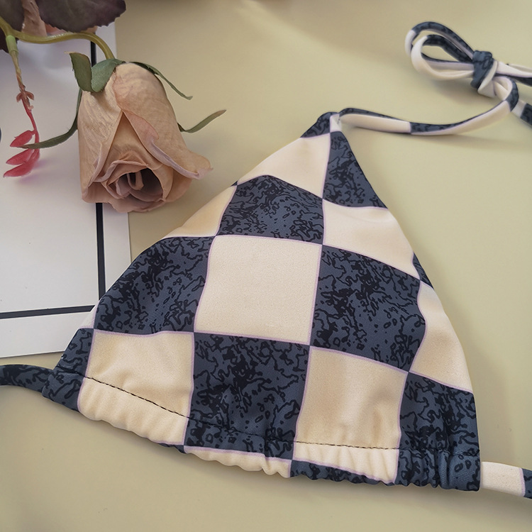 Allover Print Halter Triangle Bikini Swimsuit