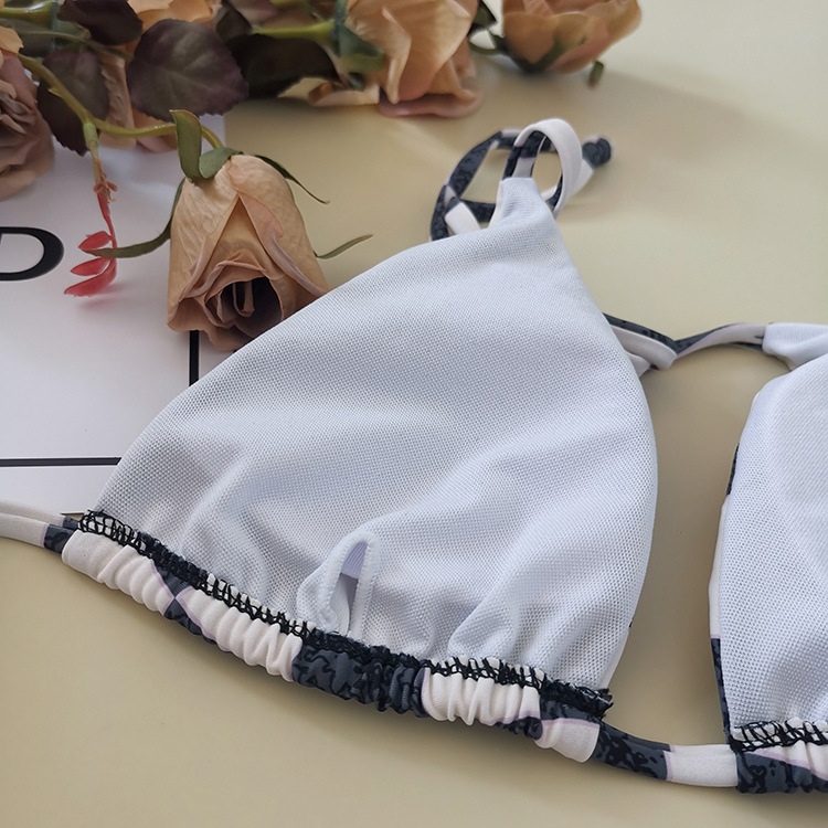 Allover Print Halter Triangle Bikini Swimsuit