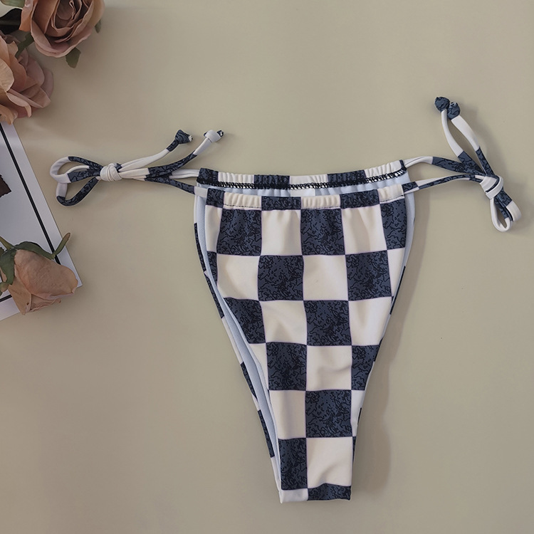 Allover Print Halter Triangle Bikini Swimsuit