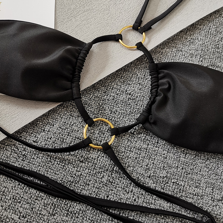 Tropical Ring Linked Halter Bikini Swimsuit