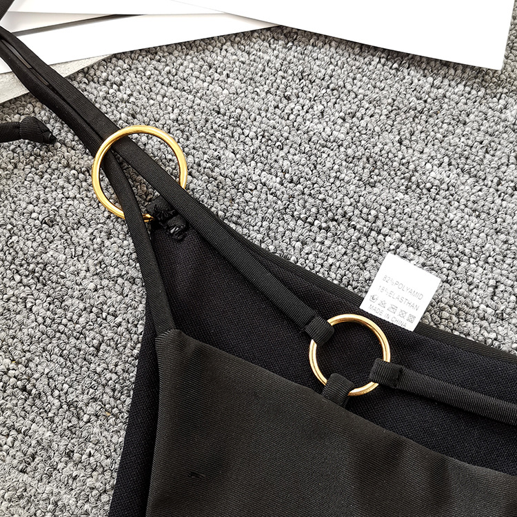 Tropical Ring Linked Halter Bikini Swimsuit