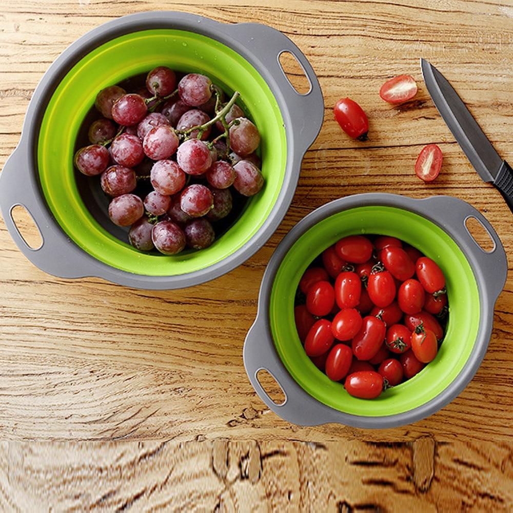 Foldable Silicone Colander Fruit Vegetable Washing Basket