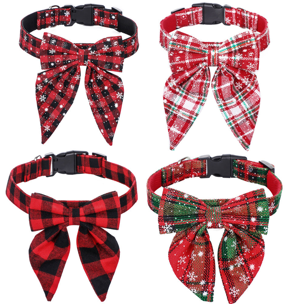 Adjustable Cotton Red Bowtie Dog Christmas Collars