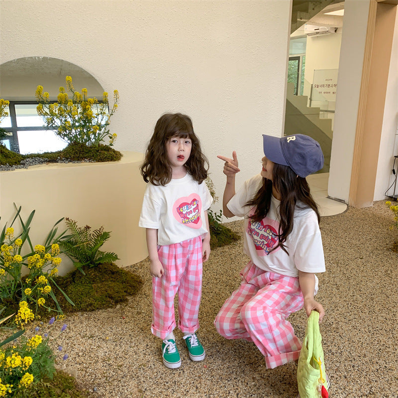 Mommy and Me Tee Top & Plaid Pants