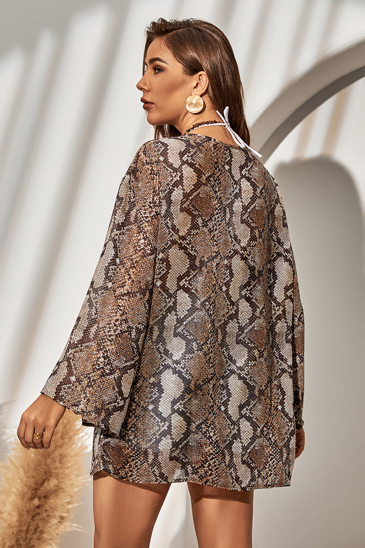 Grace Bay Round Neck Snake Print Cover Up