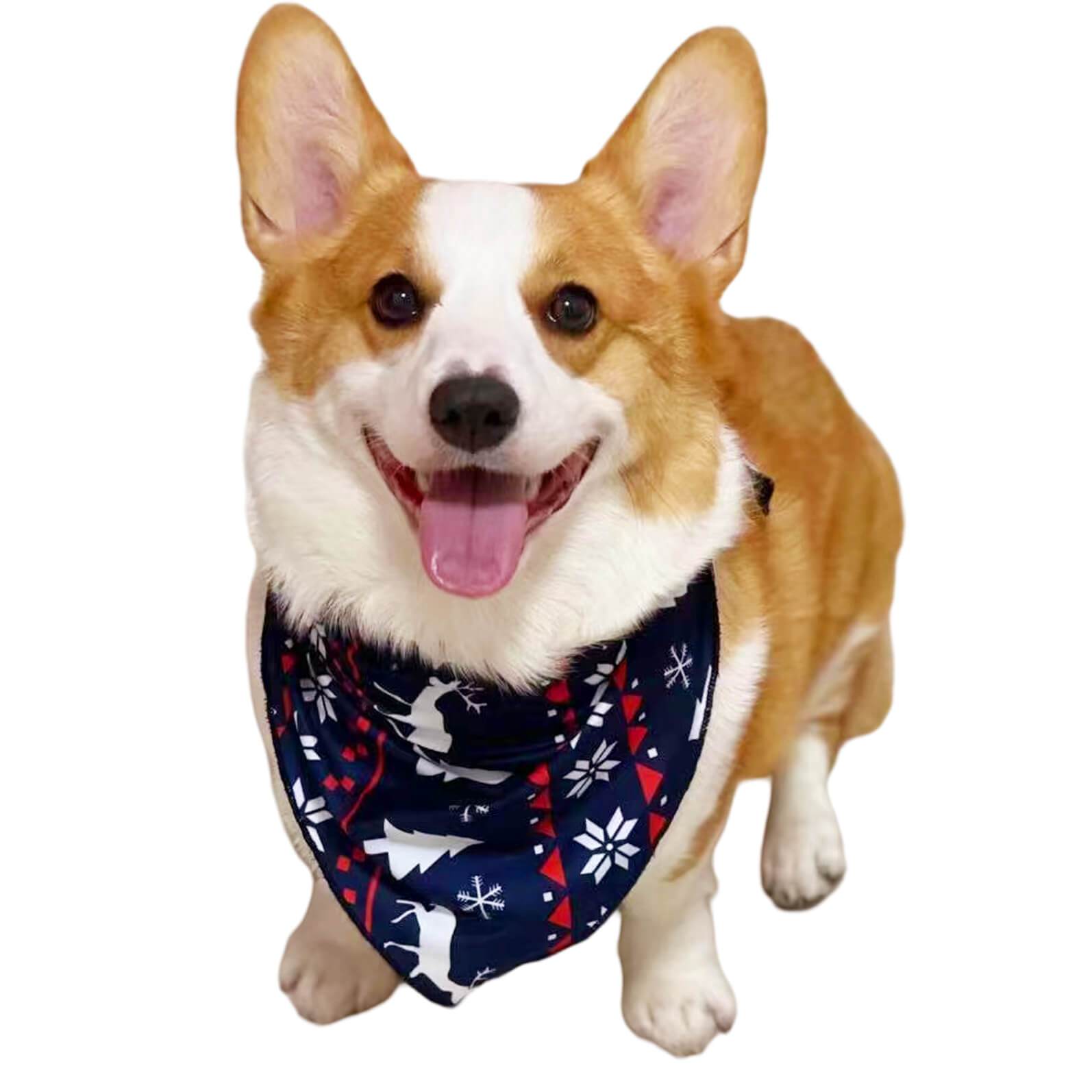 Merry Christmas Elk Tree and Snowflake Print Dog Clothes Pet Pajamas and Pet Triangle Bibs Scarf