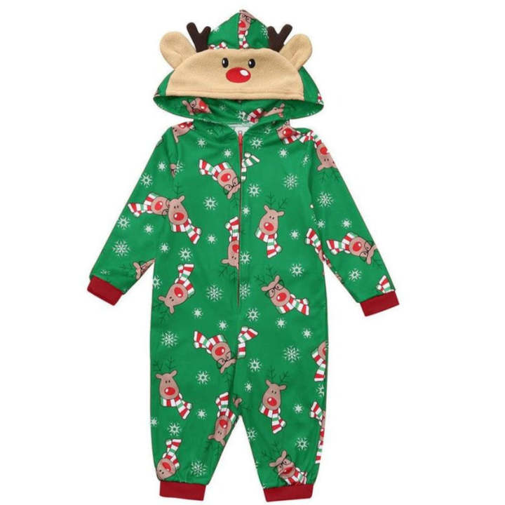 Reindeer Christmas Family Matching Onesie Green Pajama