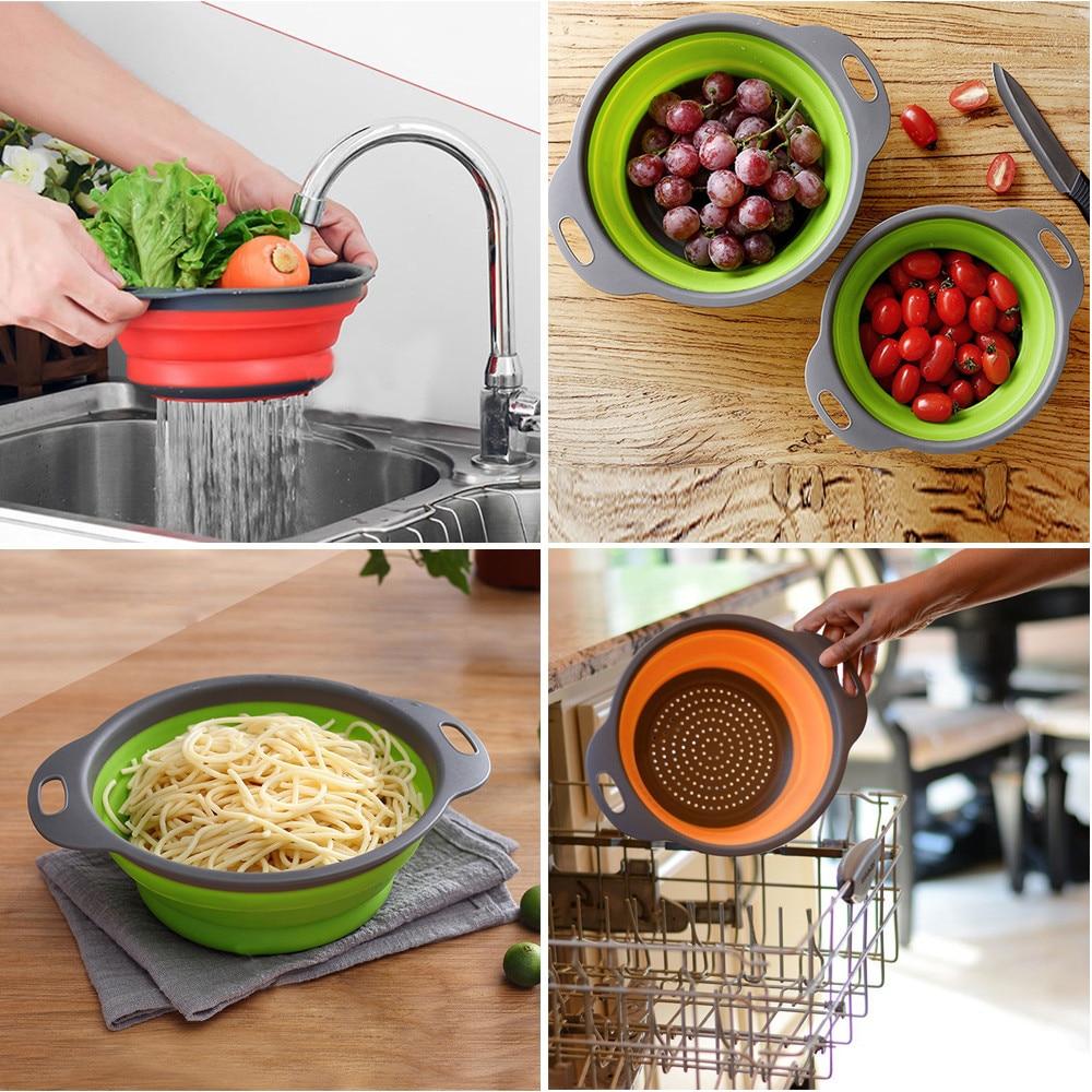 Foldable Silicone Colander Fruit Vegetable Washing Basket