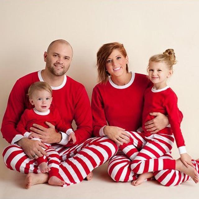 SaleChristmas red and white striped home clothing cotton parent-child suit