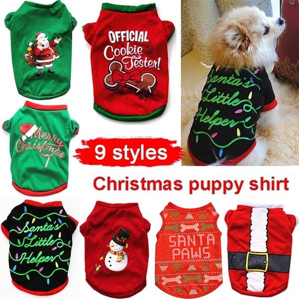 Pet Dog Clothes Cat Clothes Christmas  Cute Cartoon T-shirt