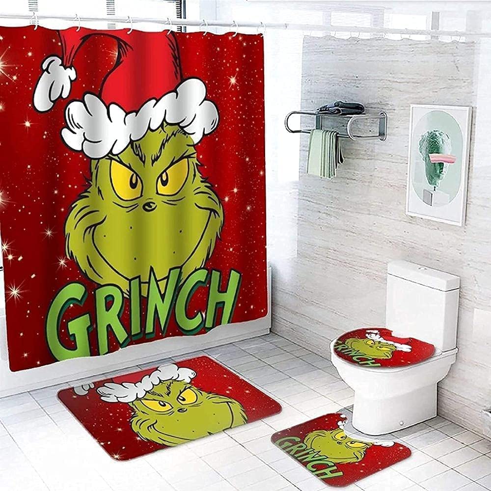 Christmas Shower Curtain 4 Piece Sets