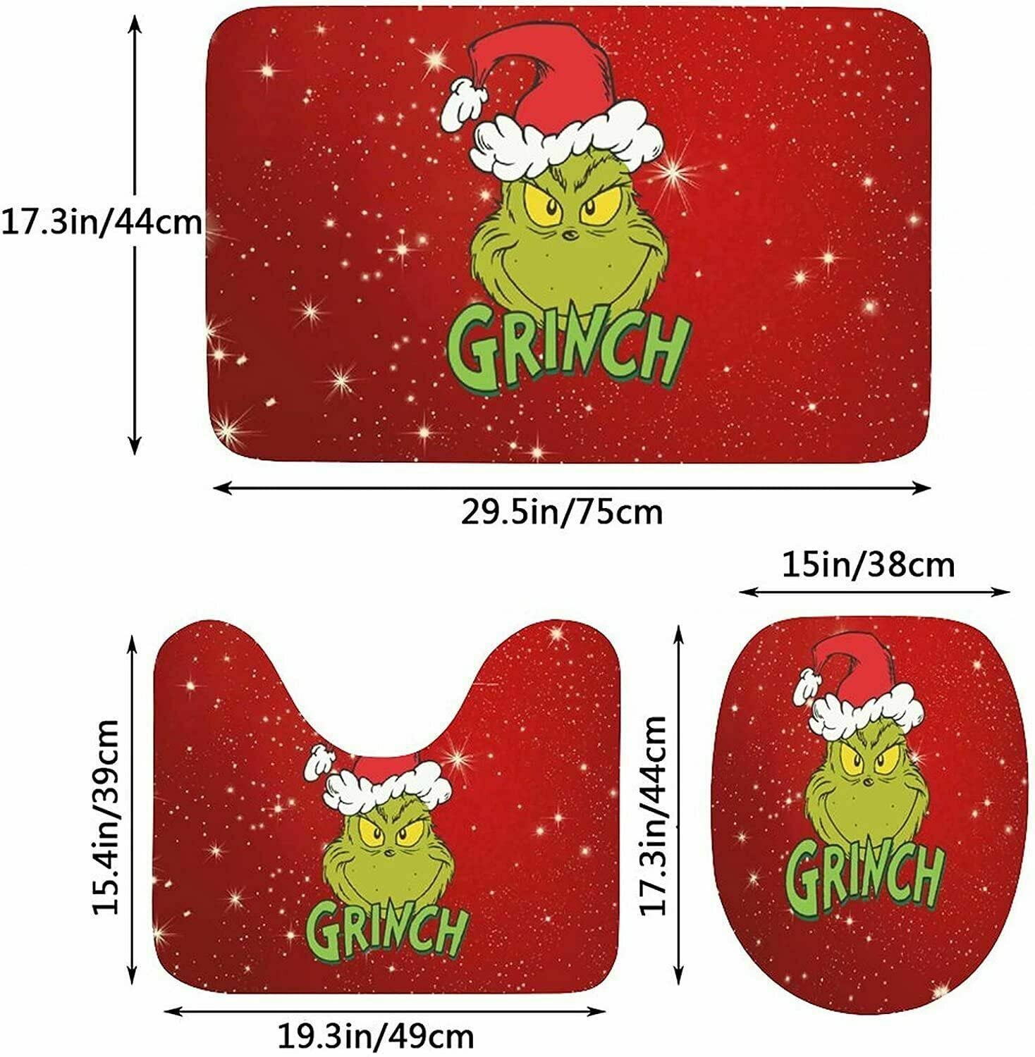 Christmas Shower Curtain 4 Piece Sets
