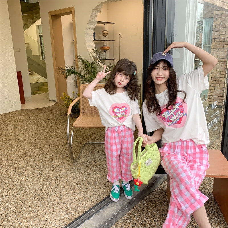 Mommy and Me Tee Top & Plaid Pants